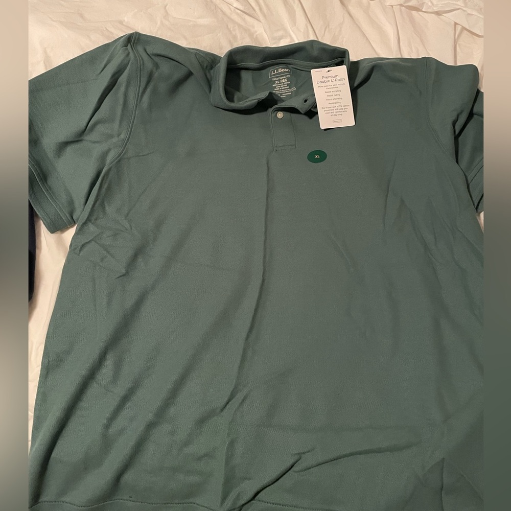 Green/Teal LL Bean Double L Cotton Polo Shirt NWT Size XL